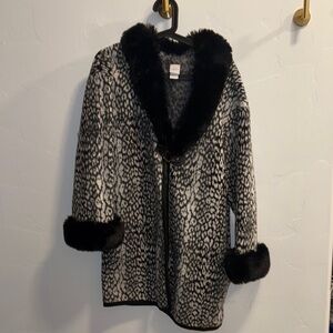 Black and Gray Fur Coat